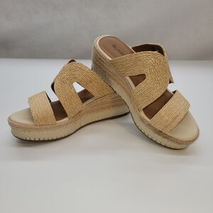 Style & Co. Hattiee Raffia Espadrille Wedge Sandals Tan Beige Women's Size 8M